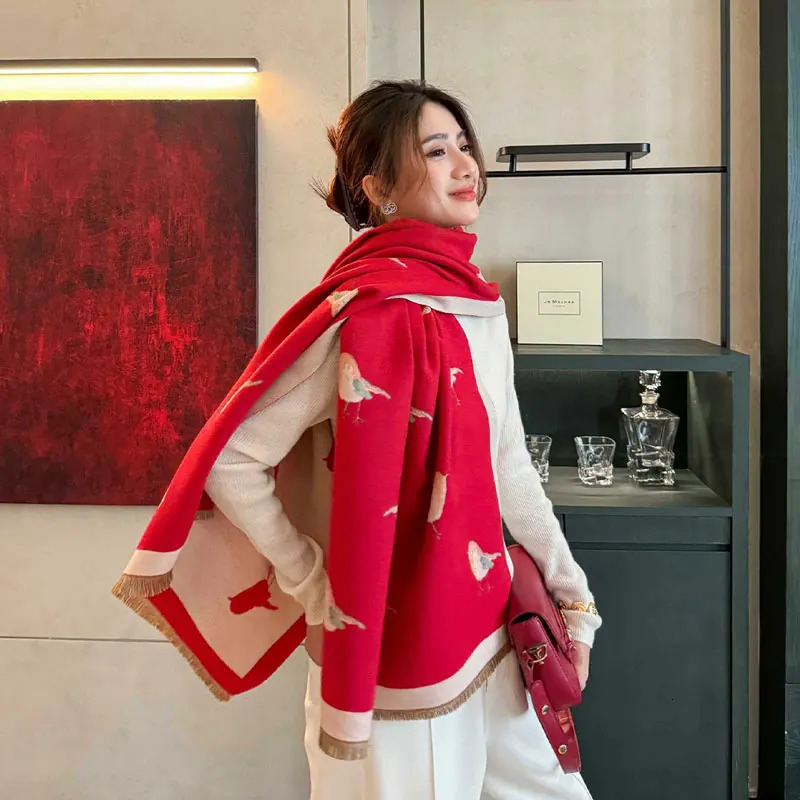 Womens Thick Cashmere Blanket Scarf Warm Pashmina Shawl Winter Wrap 2025 Print Poncho Echarpe Female Wrap 251029
