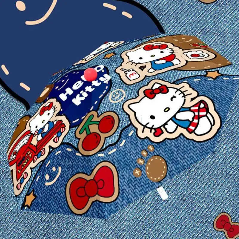 Sanrio Sanrio Hello Kitty Red Nose Tip Automatic Umbrella Kawaii Anime Sunscreen Uv Protection Fashion Cowboy Series Foldable Umbrella L251029