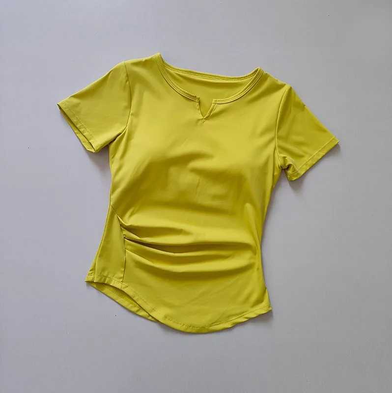 Womens Sports Shirts Yoga Shortsleeved Tshirt Padded Tight Training TShirt Breathable Quickdry Running TShirt Fitness TopXJ251029