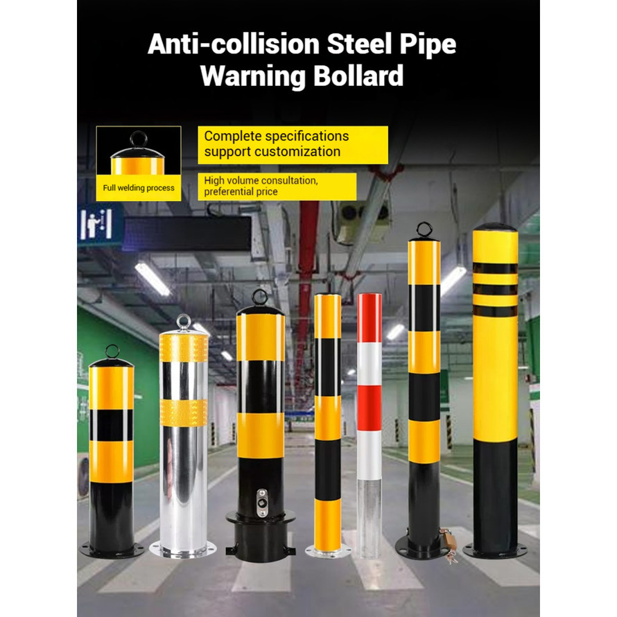 Galvanized Reflective Warning Posts Steel Pipe Crash Barrier Posts Road Barrier Bollards Vehicle Restraint Ground Anchors