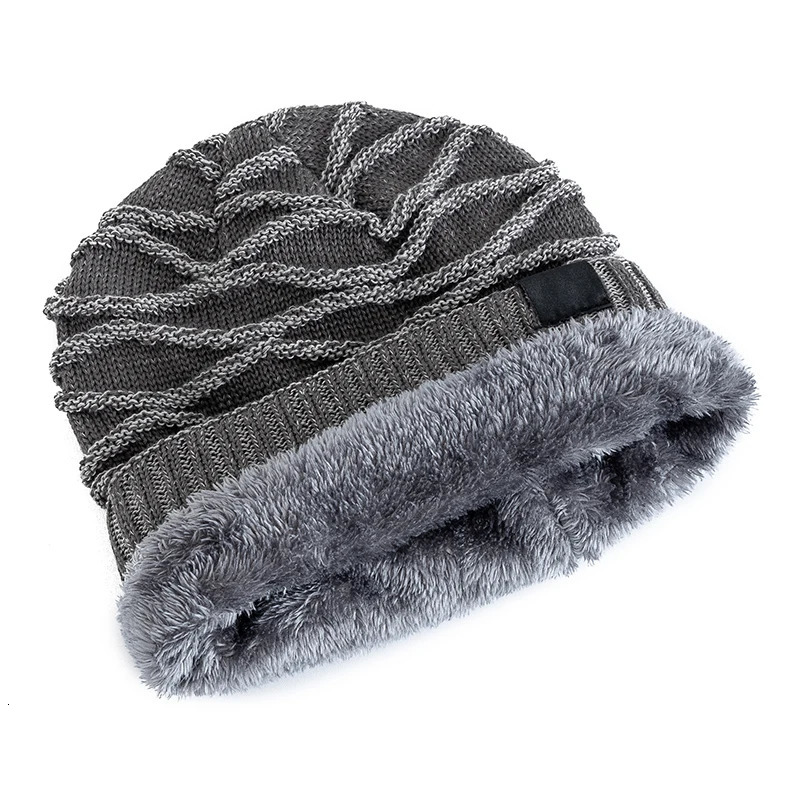 Unisex Slouchy Winter Hats Add Fur Lined Men And Women Warm Beanie Cap Casual Fivepointed Star Decor Knitted 251013