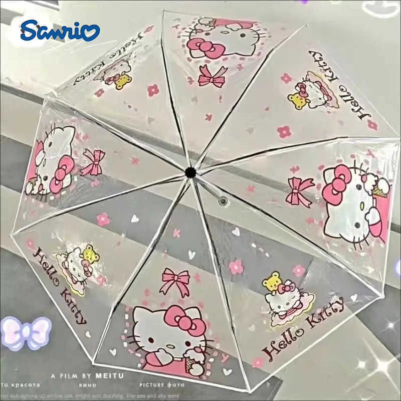 Sanrio HelloKitty manual cute cartoon womens folding light and portable umbrella daily antiumbrella L251029
