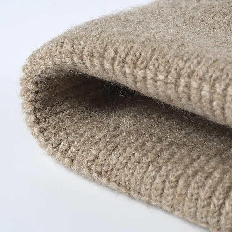 Unisex Big Head Wool Hat Autumn Winter Warm Knitted Cap with Ear Protection Fashion Monochrome Double FlangedCold Weather 251013