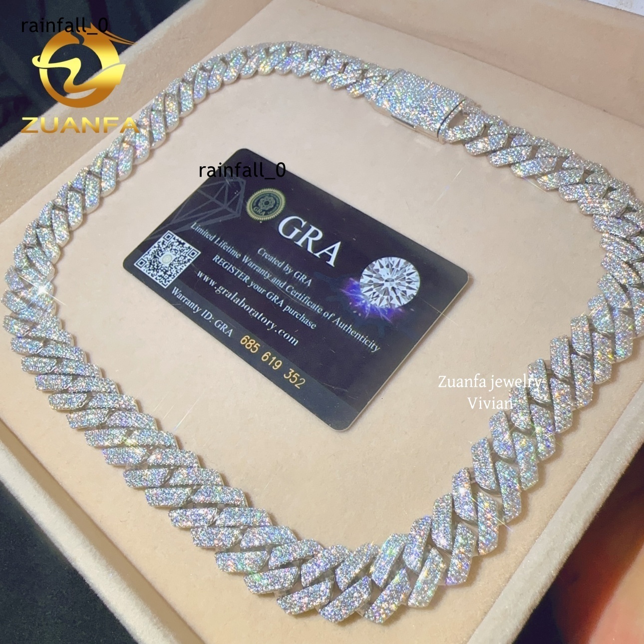 15MM Sterling Silver 925 D Color VVS Cuban Link Chain Moissanite Diamond Iced Out Hip Hop Fine Jewelry Cuban Link Necklace