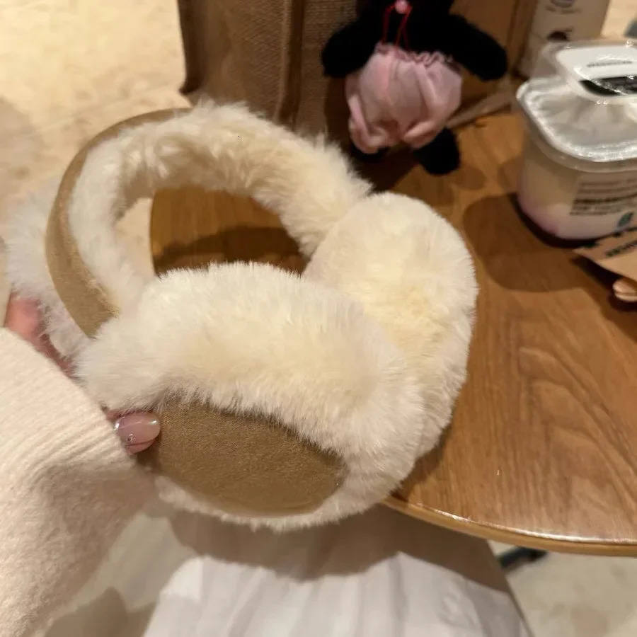 Fashion Plush Ear Muffs Foldable Thicken Wool Ear Cover for Women Men Winter Warm Suede Earflap Outdoor Cold Protection Earmuffs 251029