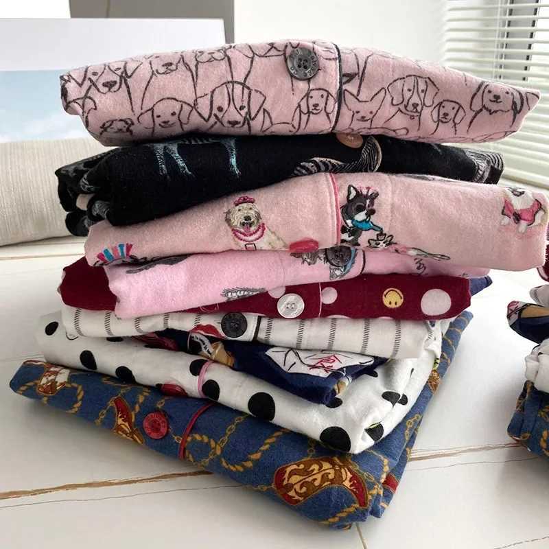 2025 New Pajamas Suit Cotton 2 Piece Set Women Print Cartoon Nightwear Long Sleeve Trousers Set Autumn Loungewear Home ClothesT251029