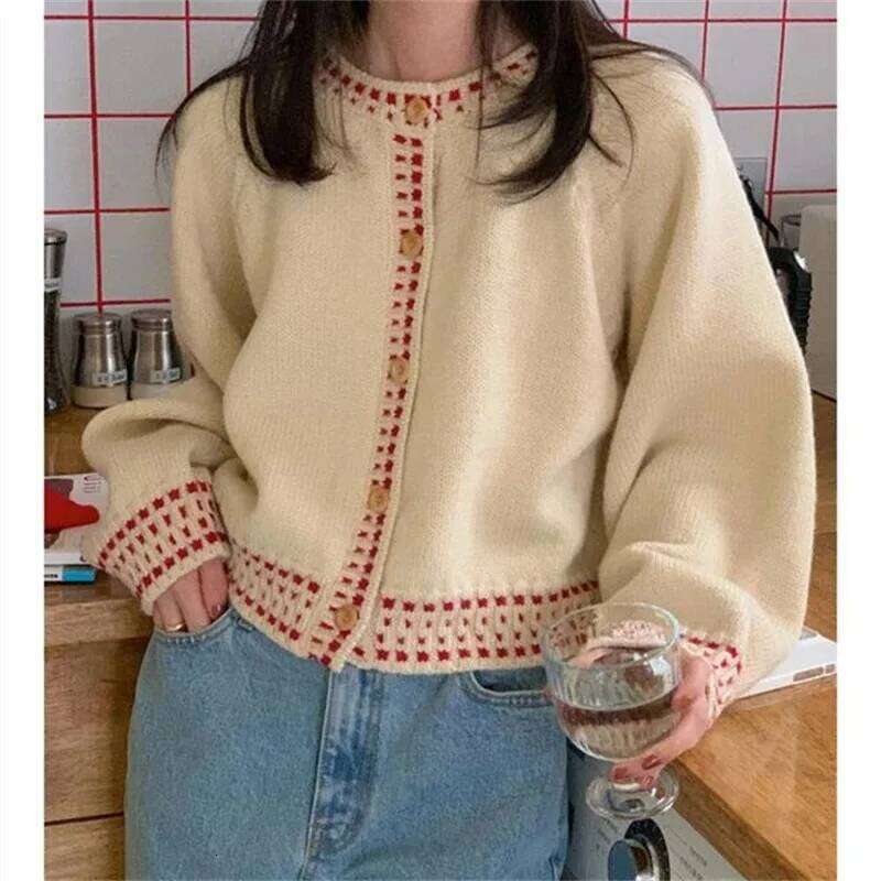 Winter Korean Style Long Sleeve Knitted Cardigan Autumn O-neck Jacket Casual Sweater Fashion Elegant Women's Knitwear