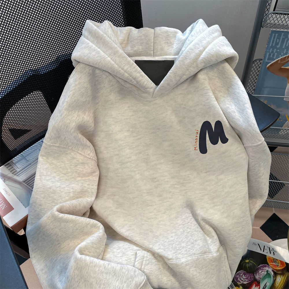 Autumn and Winter Wool Lining Thickened Designer Fashion Women's Hoodie Lazy Style High Street Heavyweight Couple Set Jacket