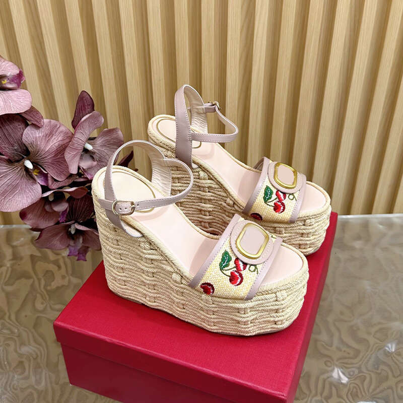 Designers Wedge Sandals Women Platform Espadrilles leather braided ankle straps chunky heels Summer Beach Sexy Wedding Shoes Witn Box size 35-42