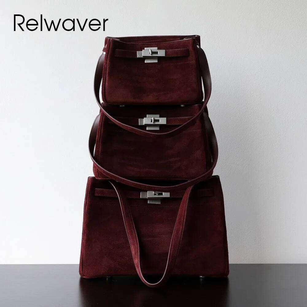 Relwaver shoulder sheep suede genuine leather messenger autumn winter fashion flap party women bag