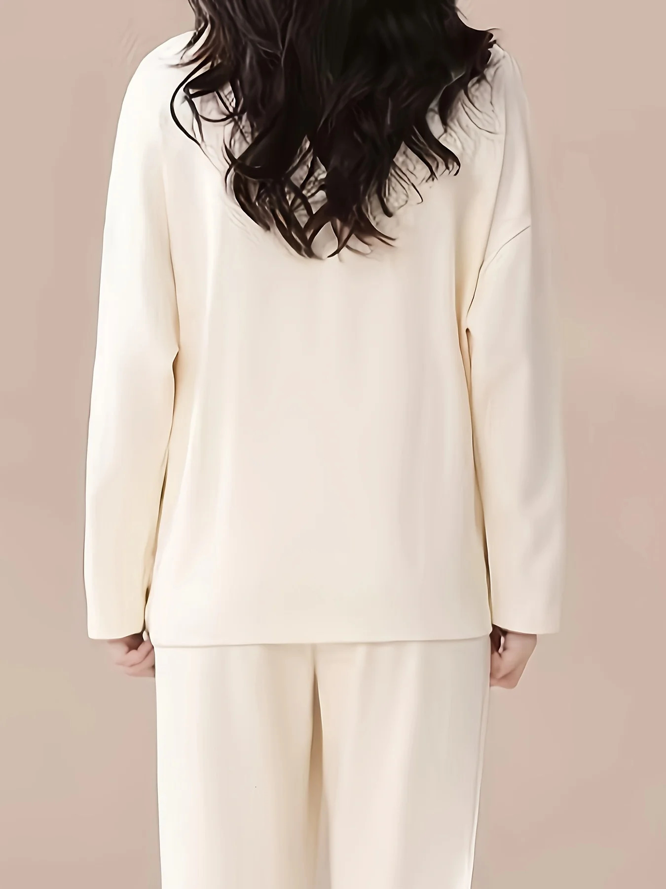 2Piece Womens Pajama Set for Autumn Minimalist ColorBlock VNeck Elegant Cardigan n Premium Loungewear 251029