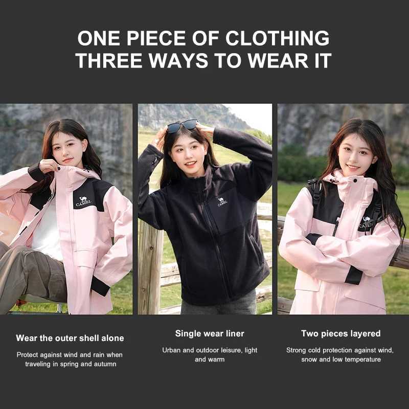 GOLDEN CAMEL Hiking Jackets for Women Men Threeinone Windproof Waterproof Fleece Jacket Winter Mountaineering Coats Clothing J251029