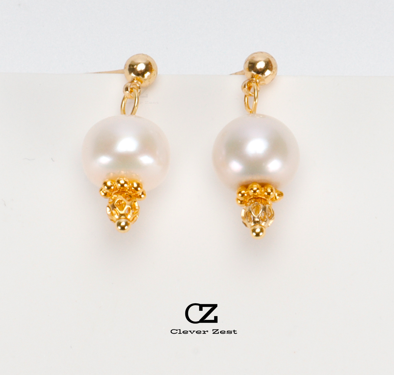 Natural White Near-Round Baroque Pearl Earrings 14K Gold-Filled Fashionable Versatile Trend-Setting Anniversary Gift Best Friend Gift