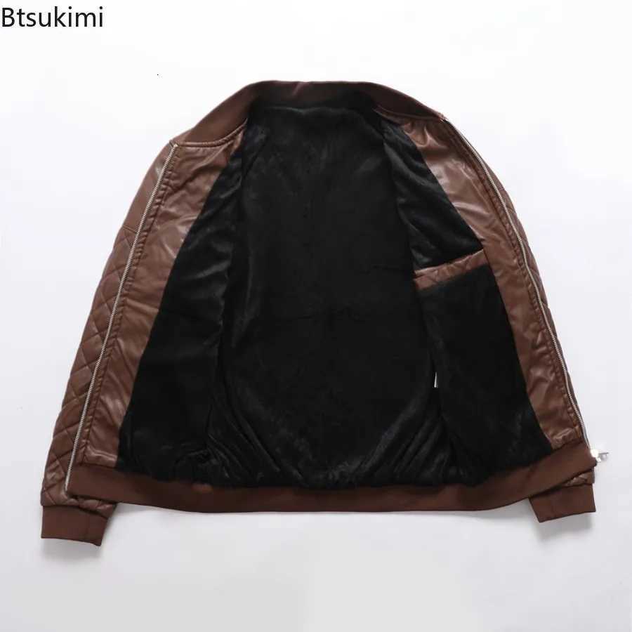 2025 New Mens Vintage Leather Jackets Autumn Winter Stand Collar Motorcycle Coats Men Casual PU Leather Outerwear Biker ClothesT251029