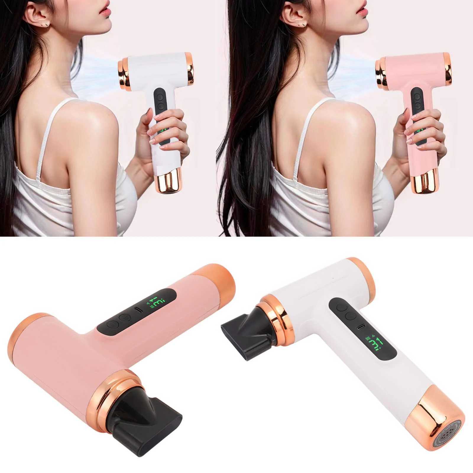 Hot and Cold Air Hair Dryer USB Rechargeable Ergonomic Grip Portable Hair Dryer 5000mAh Lightweight 200W for Dormitory W251029