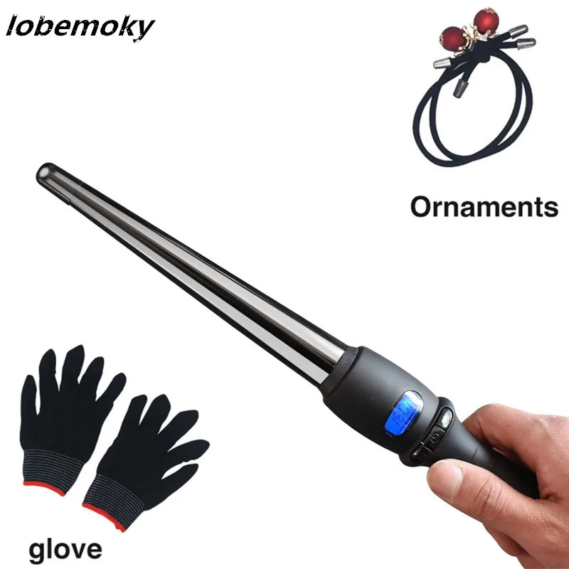 LCD curlers conical curling iron single tube ceramic glaze pear flower cone electric hair curly hair general oltage 110240 v 251029