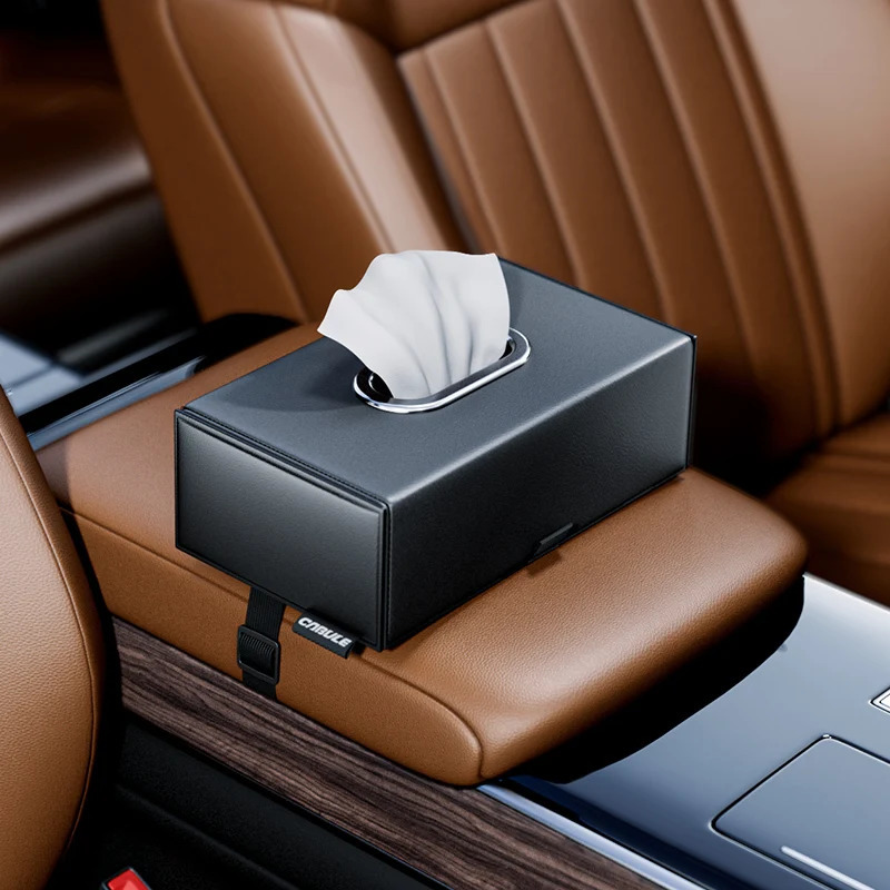 Car Armrest Tissue Box Leather Auto Seat Back Hanging Tissue Box Holder Paper Drawer Storage Case Car Sunroof Napkin Organizer 251029