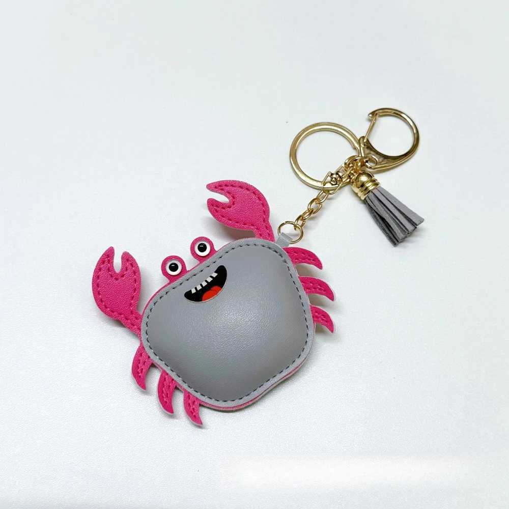 Simple and Fashionable Leather Crab Car Keychain Bag Creative Headphone Bag Pendant AccessoriesW251029