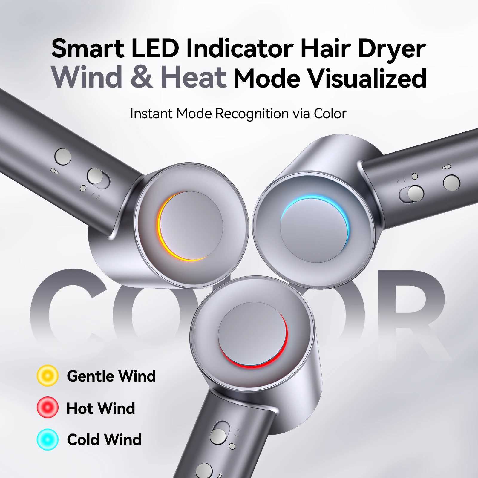 600W Professional Salon Ionic Hair Dryer with LED Light Fast Drying High Speed Hair Dryer Cepillo Secador W251029