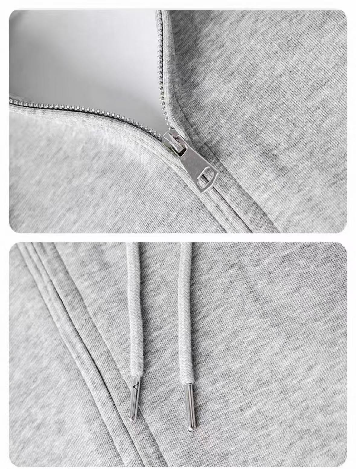 Men's hooded sweatshirt, classic letter hoodie, thickened long-sleeve zip-up jacket for autumn and winter