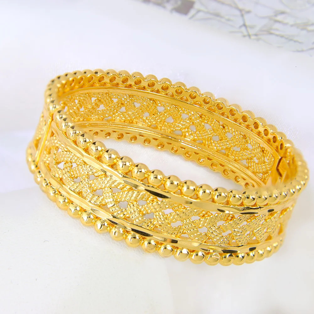 Turkish Bridal Vintage Jewelry Opening Bangles 21k Gold Plated Moroccan Wedding Bracelet Algeria Women Marry Jewelrys 251028