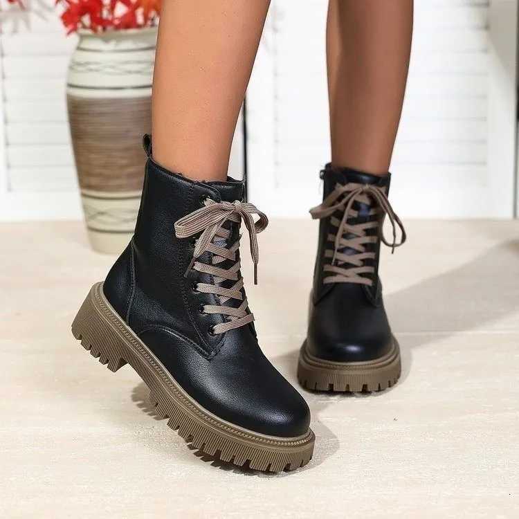 Booties Fashion British Platform Retro Casual Comfort Round Toe Boots for Women Z251029