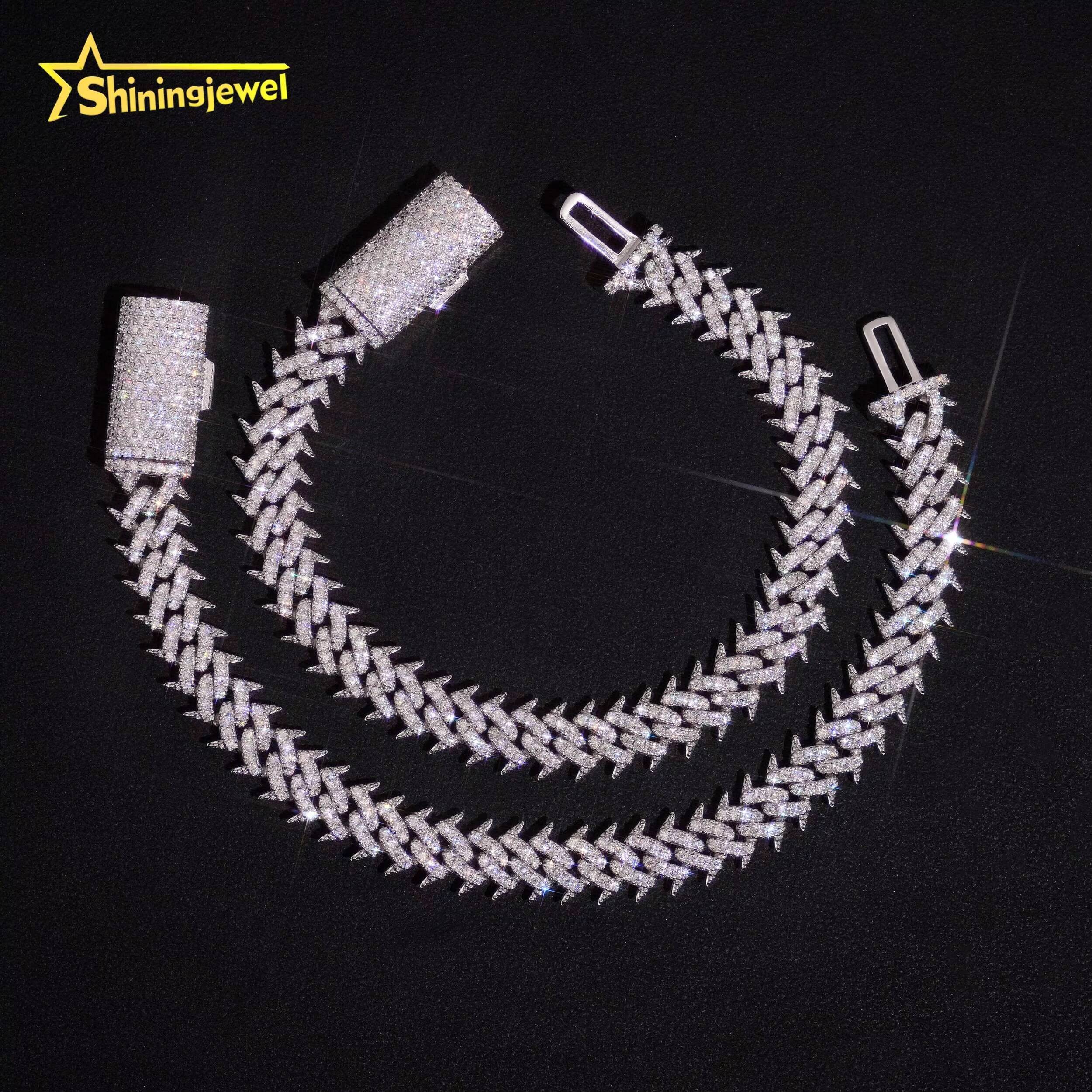Stackable Silver 10mm Thin Moissanite Cuban Link Bracelet Set Hip Hop 925 Silver Minimalist Jewelry for Layering