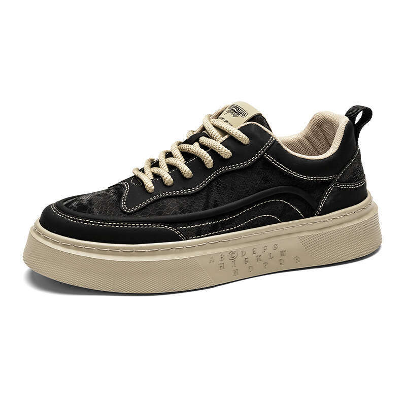2025 New Spring Brand Sports Casual Sneakers Men's Leather Soft Sole Height Increasing Versatile Trendy Shoes