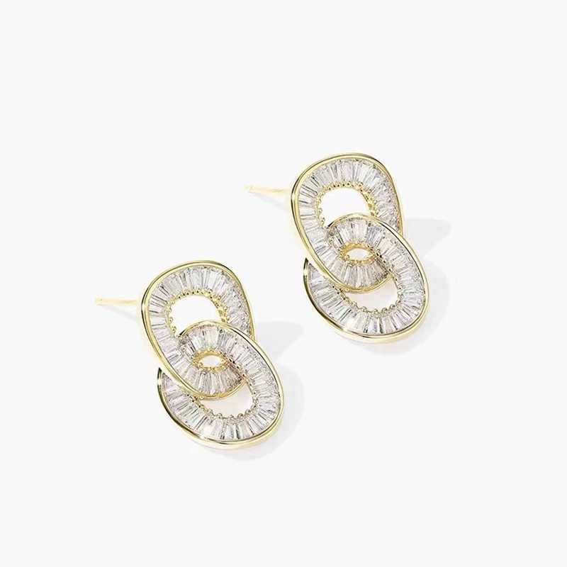 Luxury Zircon Circle Clasp Gold Colour Pendant Earrings For Woman Fashion Korean Jewelry 2020 New Party Girls Unusual EarringsW251029