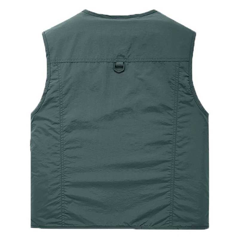 2024 Men Spring Sleeveless Many Pocket Stand Collar Vest Jackets Men Solid Color Outdoors Fishing Cargo Casual Vest Jackets Male W251029