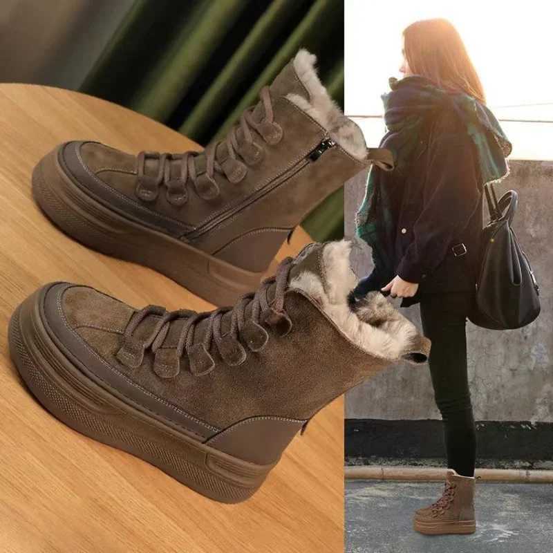 Fashion Outdoor Travel Boots Women Suede Mountaineering Boots Thick Fur MidCalf Snow Boots 2025 Winter Platform Cotton Shoes Z251029