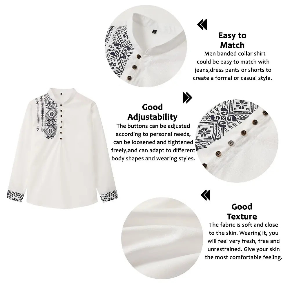 Mens Art Printed Fashion Spring And Summer Long Sleeved Linen Shirt Button Comfortable Fabric Street Trend Roupa Masculina 251029