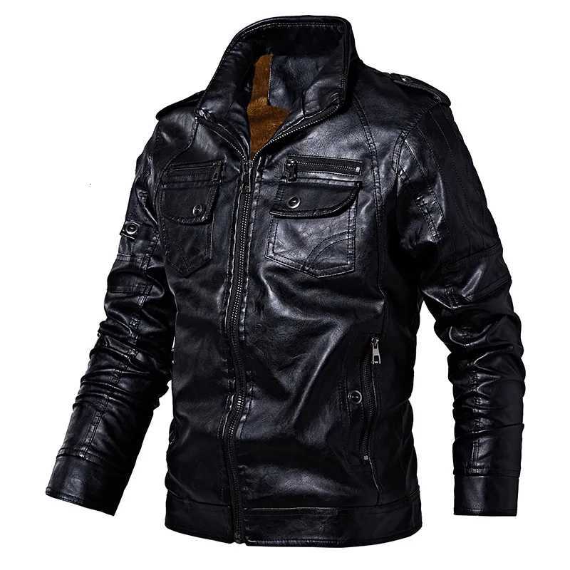 Mens Winter Leather Jackets Autumn Business Casual Thicken Fleece Coats Male Fashion Motorcycle Outwear Leather JacketT251029