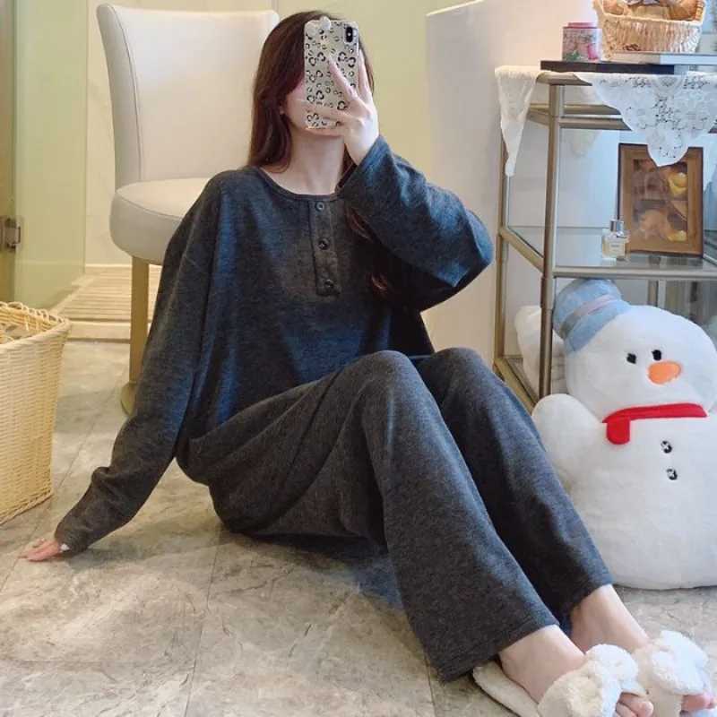 Autumn Winter Cashmere Pajamas Set Curvy Womens Extra Large Size LongSleeve Loose Sleepwear Casual Warm Loungewear HomesuitT251029