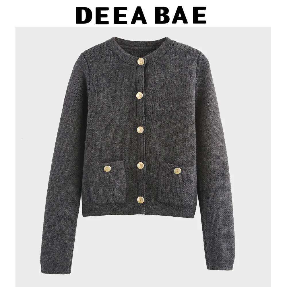 DEEABAE High Quality Women's Winter Button-Decorated Pocket Knitwear Sweater Cardigan For Women Korean Popular Clothes