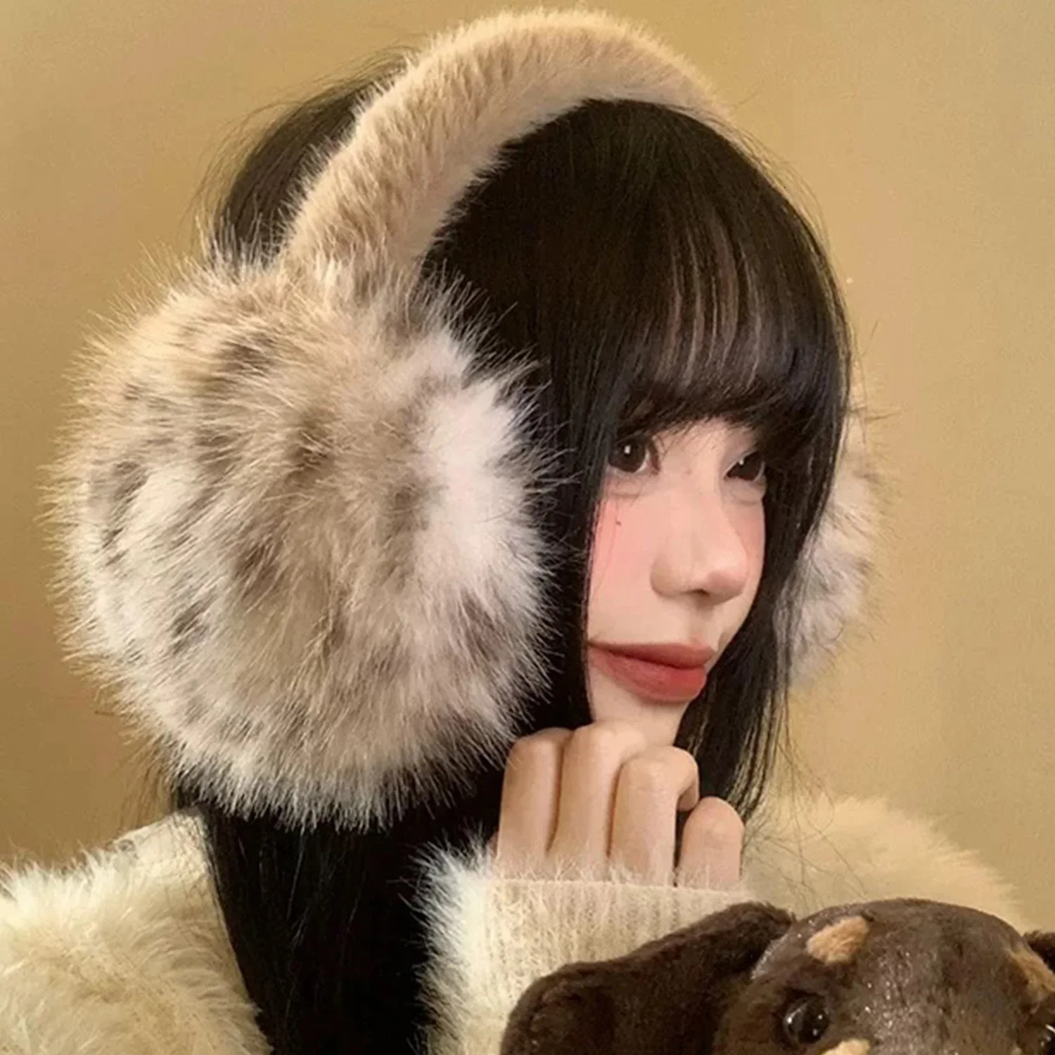 Y2k Leopard Faux Fur Earmuffs Folded Winter Warm Thicken Antifreeze Ear Muffs Women Outdoor Cold Protection EarMuffs Ear Cover 251029