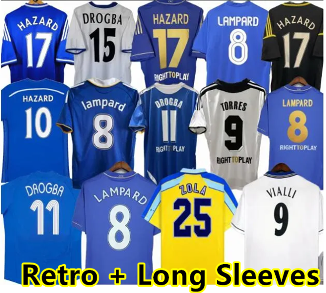 CFC 1999 Retro Soccer Jerseys Lampard Drogba Torres 01 03 08 09 Football Shirts Camiseta WISE finals 2011 12 13 89 91 95 97 99 TERRY ROBBEN GULLIT Long sleeve Soccer Jerse