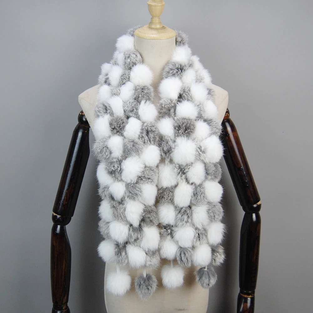 Women Winter Warm Rabbit Fur Scarf Natural Rabbit Fur Muffler Lady 100 Genuine Fur Scarves Wholesale Retail 251023CJ