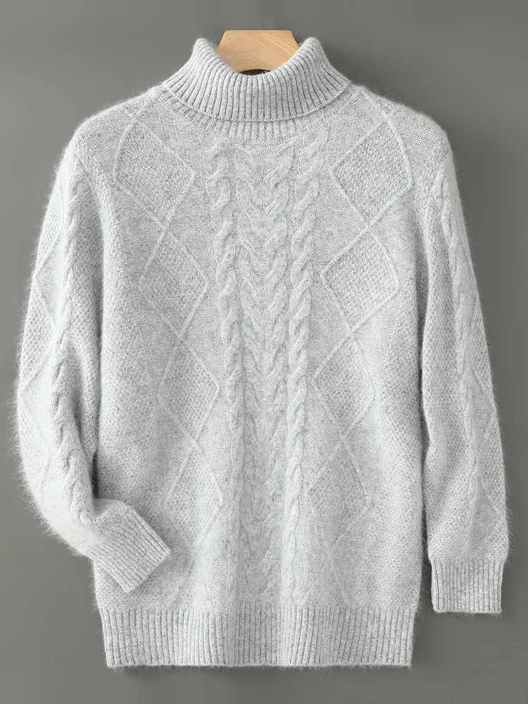 ANGEL Men Turtleneck Pullover Long Sleeve Cashmere Thick Sweater Autumn Winter 100 Mink Cashmere Knitwear Smart Casual Clothing J251029