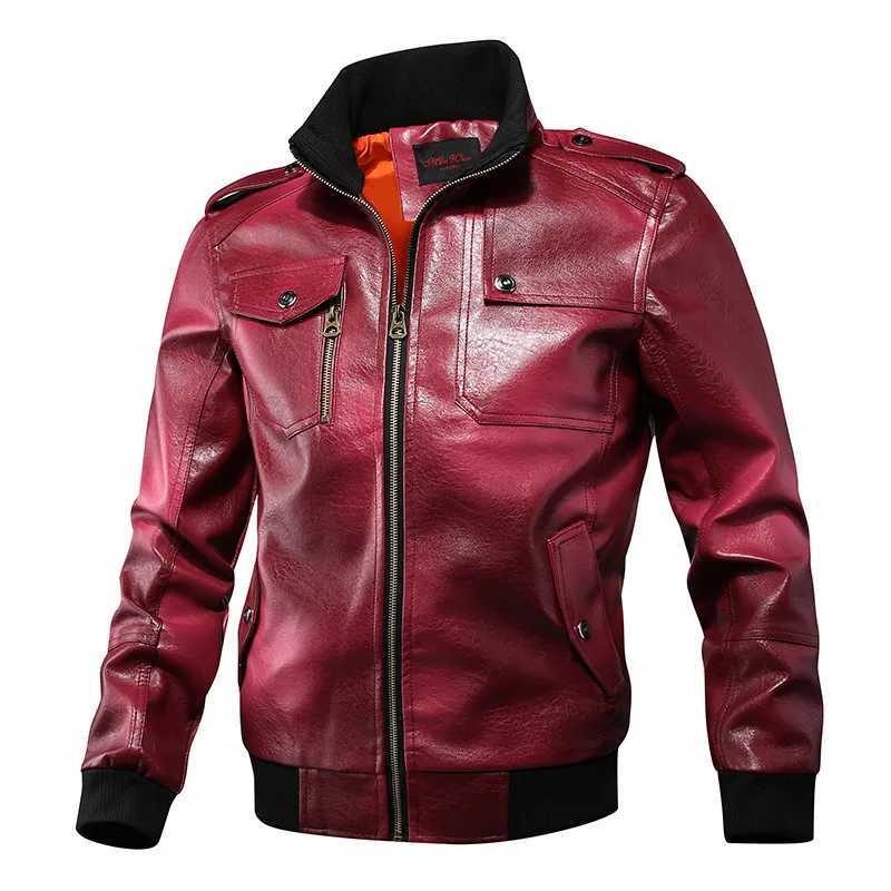 Spring Autumn New Mens Korean Slim Casual PU Leather JacketT251029