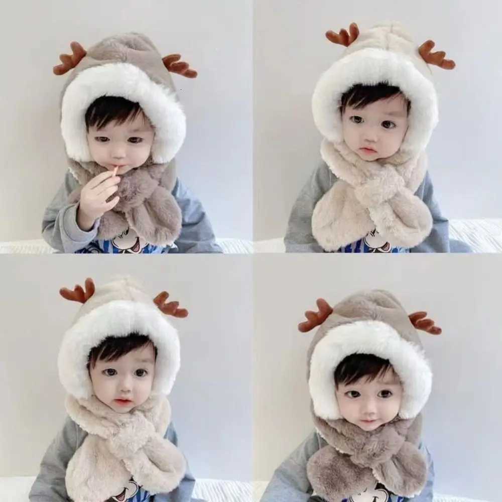 Winter Beanie Hat Scarf for Baby Integrated Ear Protection Windproof Cap Scarf for Kids Plush Neck Warm Ski Windproof Hat251028