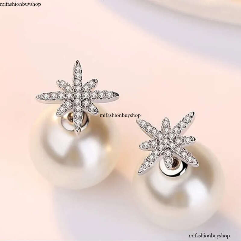 Star Crystal Designer Stud Earrings with Pearl Shining Bling CZ Zircon Dia Stone Elegant Earring Earings Ear Rings Jewelry for Women2024