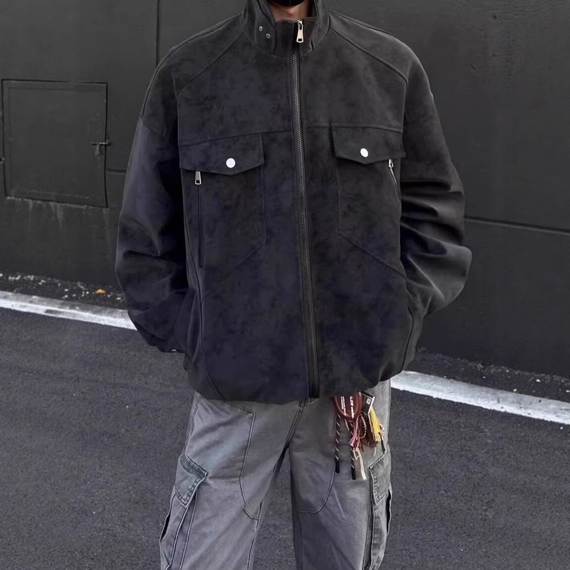Designer Jacket American Style PU Leather Jacket For Men Spring And Autumn Short Trendy Brand Stand Collar Workwear Flight Jacket With High-end Feel