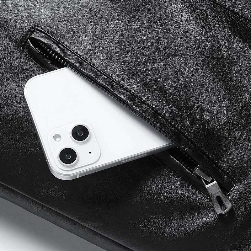 Faux Leather Jacket Men Coats Turn Down Collar Full Sleeve Casual Pockets Zipper Jackets Splice Simple Coat Autumn WinterT251029