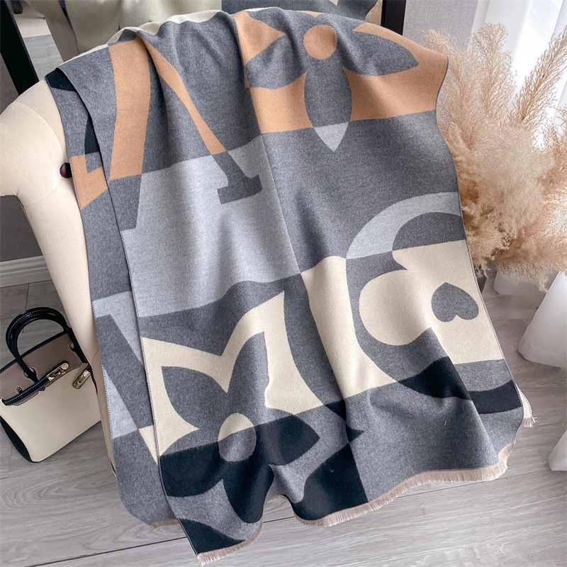 Free shipping Designer Scarves 2025 new fashionable scarf for women versatile for autumn winter thick scarf warm shawl brown grey