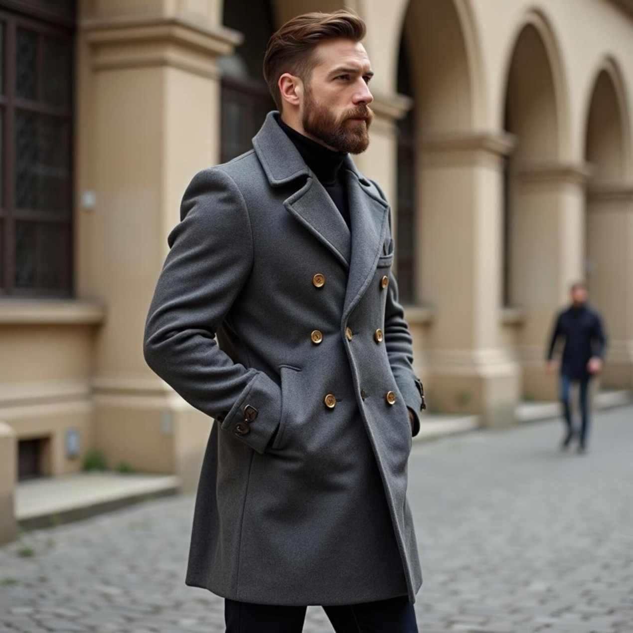 Casual Men Coat Double Breasted Wool Blends Office Work Jacket Blazers Business Occasion Customized One Piece Overcoat