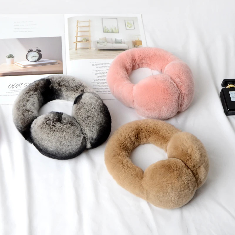 Natural 100 Rex Rabbit Fur Earmuffs Women Fashion Men Warm Russia Winter Real Fur Earmuffs Children Ear Cover fur Earlap Girl 251029