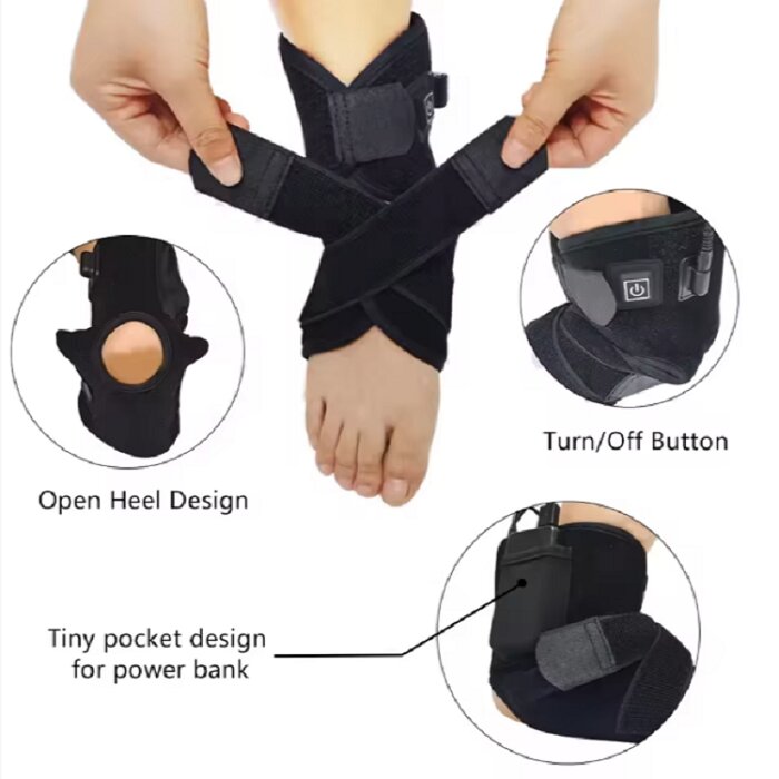 Physio Ankle Band LED Red Light Therapy Pads, Promote Foot Soreness Relief 660nm 850nm Light Therapy Wound Healing