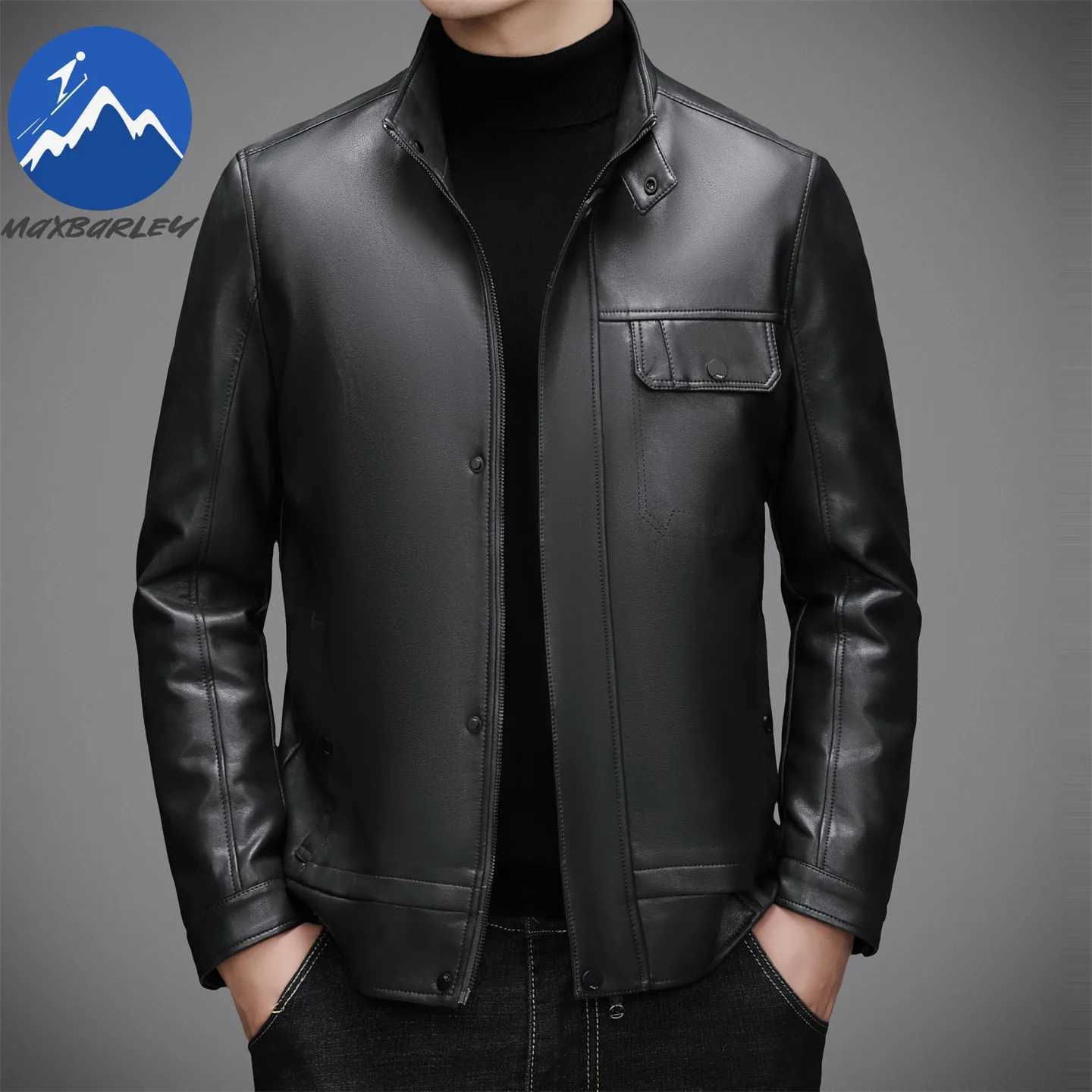 Maxbarley Autumn 2025 Luxury Leather Jacket Men High Quality Vintage Brown PU Leather Coat Brand Clothing Motorcyclist JacketT251029