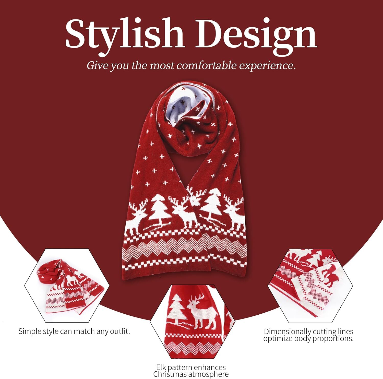 Custom Unisex Christmas Theme Scarves Winter Knitted Scarf